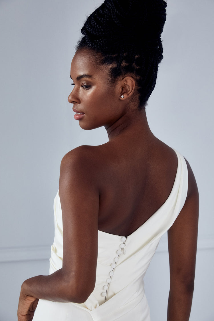 Fatima, dress from Collection Amsale, Fabric: faille