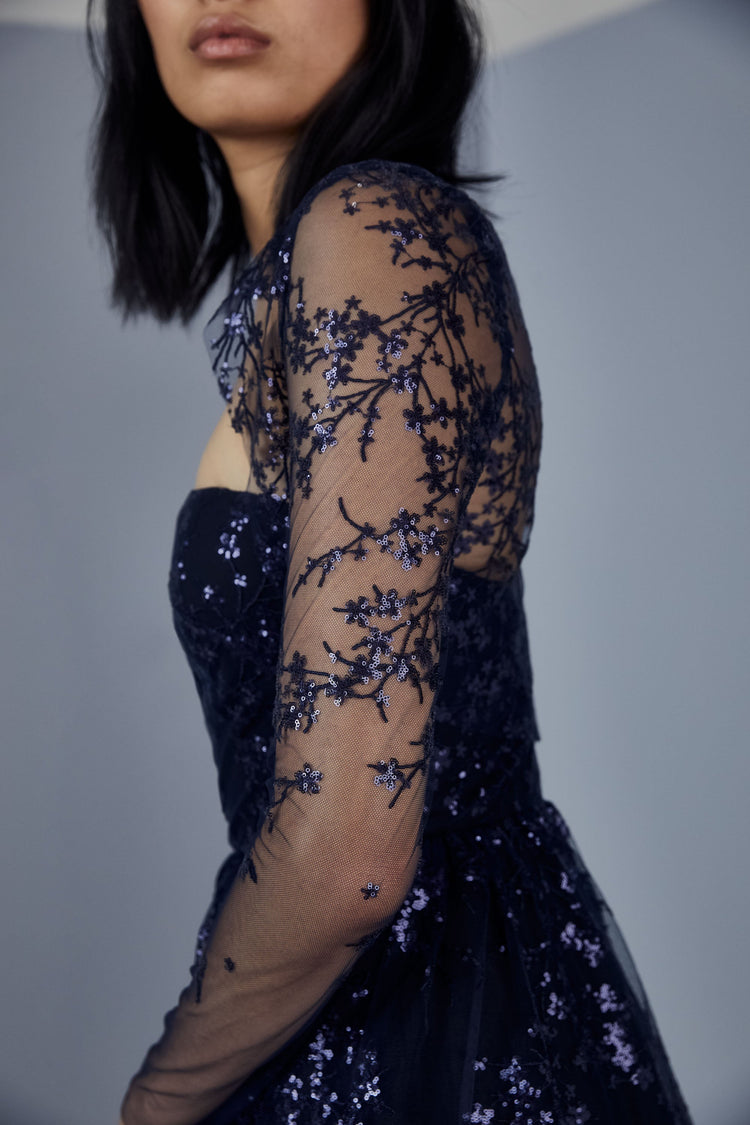 P374 - Long sleeve bolero, dress from Collection Amsale, Fabric: faille