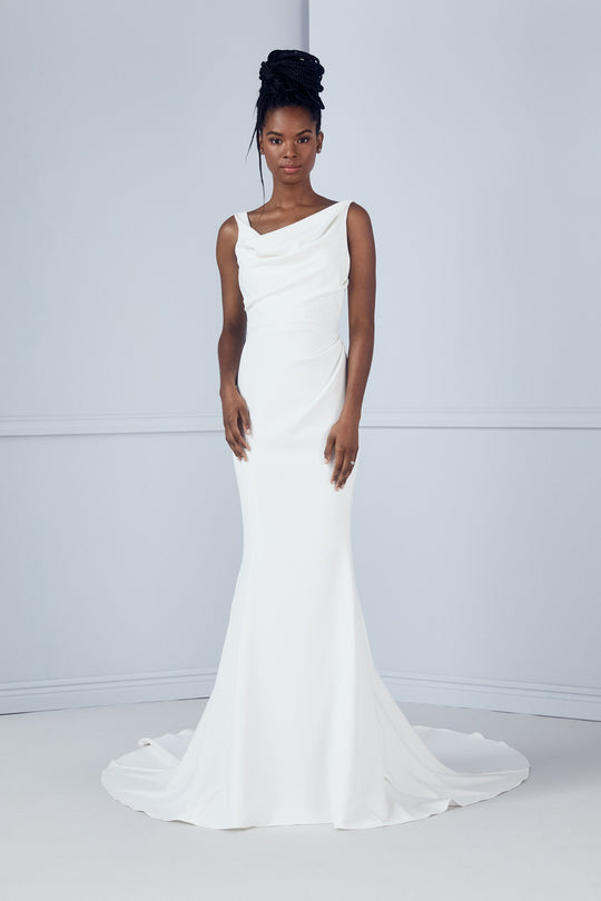 Amala, $3,995, dress from Collection Amsale, Fabric: crepe