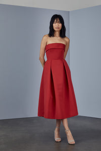 P386A - Faille strapless dress