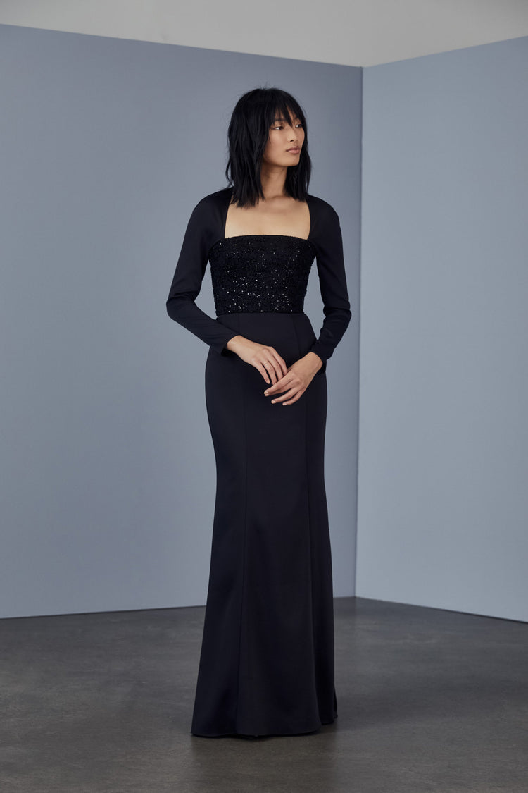 P383 - Stretch Crepe Gown - Black, dress by color from Collection Amsale