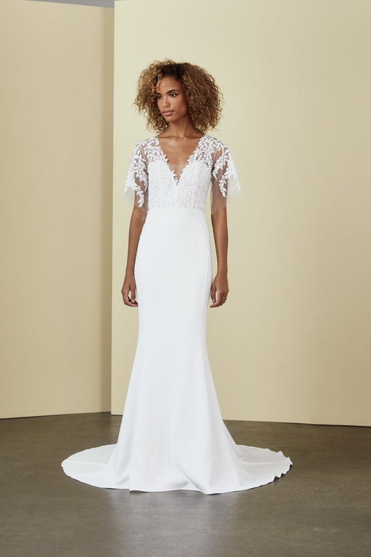 Paloma, $2,595, dress from Collection Amsale, Fabric: crepe
