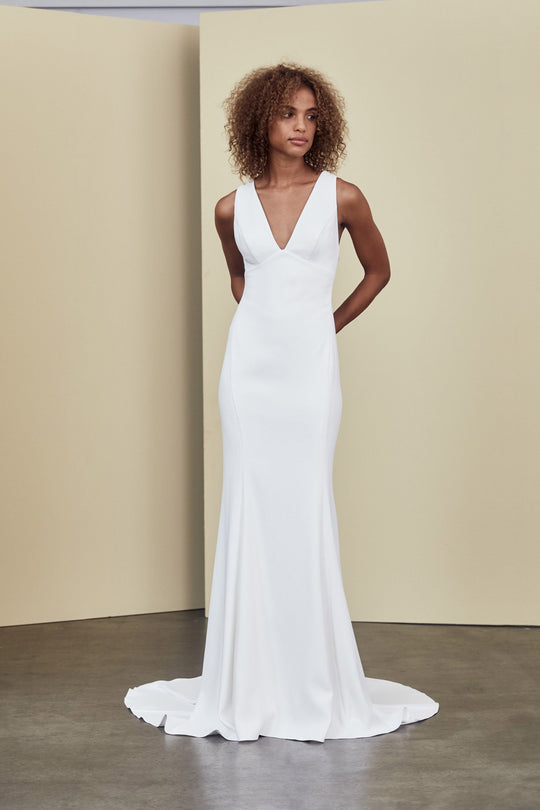 Donna, $1,995, dress from Collection Amsale, Fabric: crepe