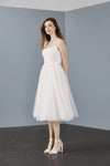 LW176 - Lace back tea length dress, dress from Collection Amsale, Fabric: crepe