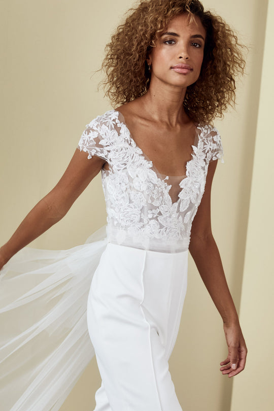 Eddie, $1,495, dress from Collection Amsale, Fabric: crepe