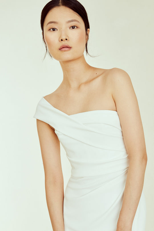 Adriana, $3,895, dress from Collection Amsale, Fabric: crepe