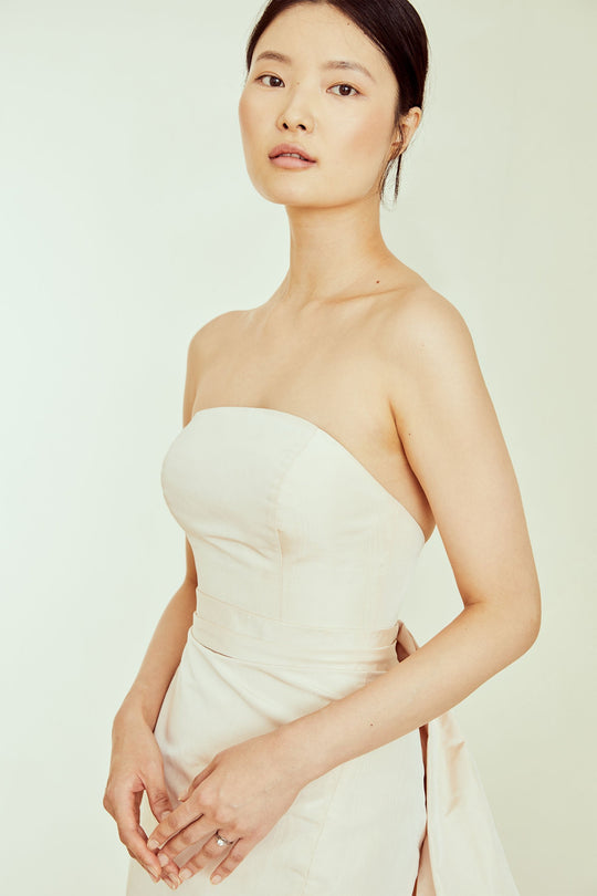 Marland, $3,895, dress from Collection Amsale, Fabric: moire