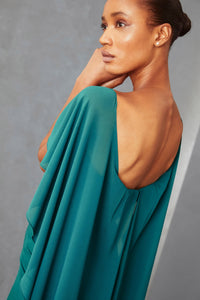 P357 - Off-the-shoulder Cape Gown