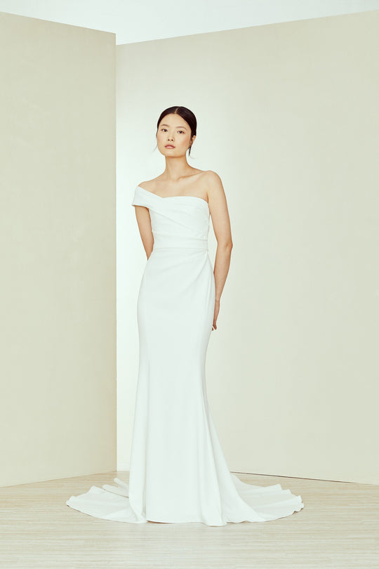 Adriana, $3,895, dress from Collection Amsale, Fabric: crepe