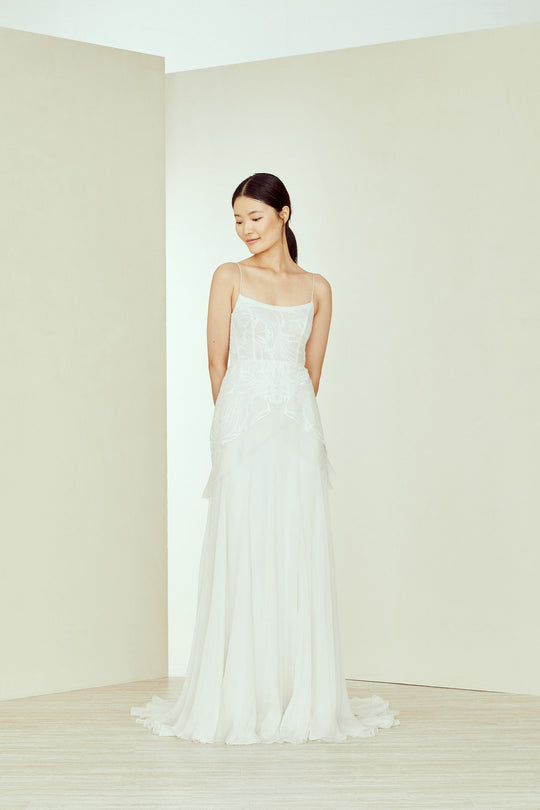 Ari, $5,295, dress from Collection Amsale, Fabric: chantilly