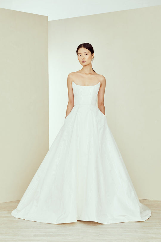 Clotilde, $7,895, dress from Collection Amsale, Fabric: moire
