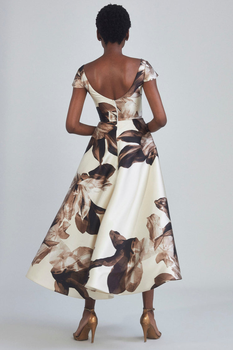 P406M - Printed Mikado Tea-Length Dress, dress from Collection Amsale