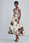 P406M - Printed Mikado Tea-Length Dress, dress from Collection Amsale