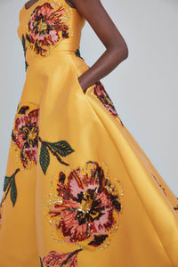 P414M - Floral Mikado Tea-length Dress