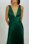 P553S - V-neck Pleated Midi Dress, dress from Collection Amsale, Fabric: pleated-fluid-satin