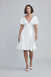 LW192 - Flutter Sleeve Ruffle Dress