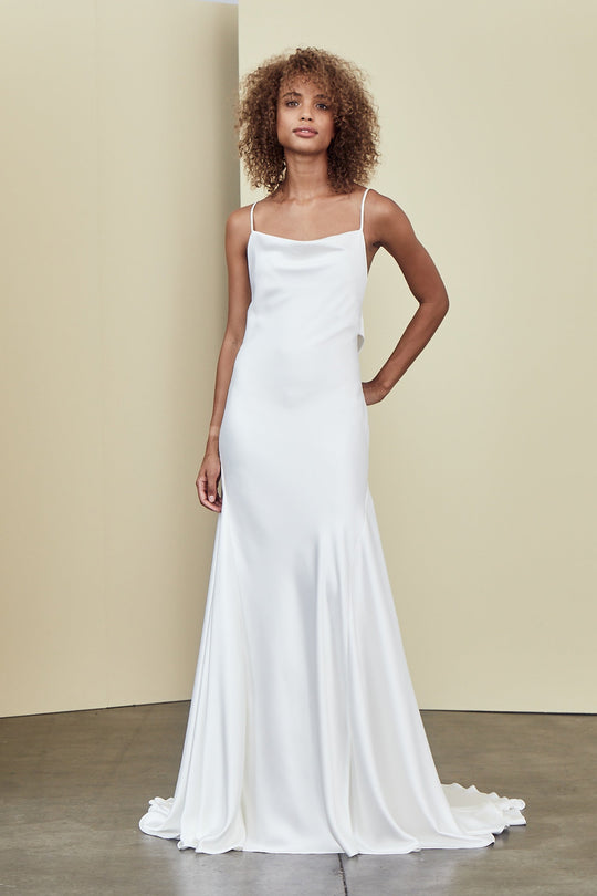 Gavin, $1,495, dress from Collection Amsale, Fabric: fluid-satin